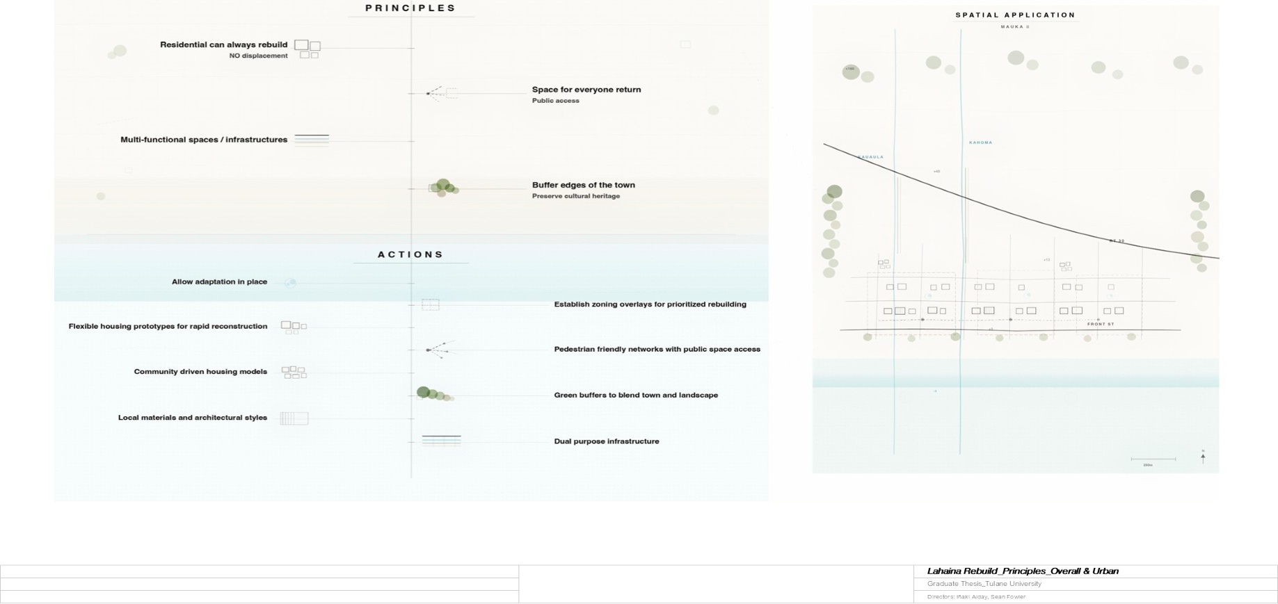 Diagram showing overall recovery principles and their spatial translation into Lahaina's urban section