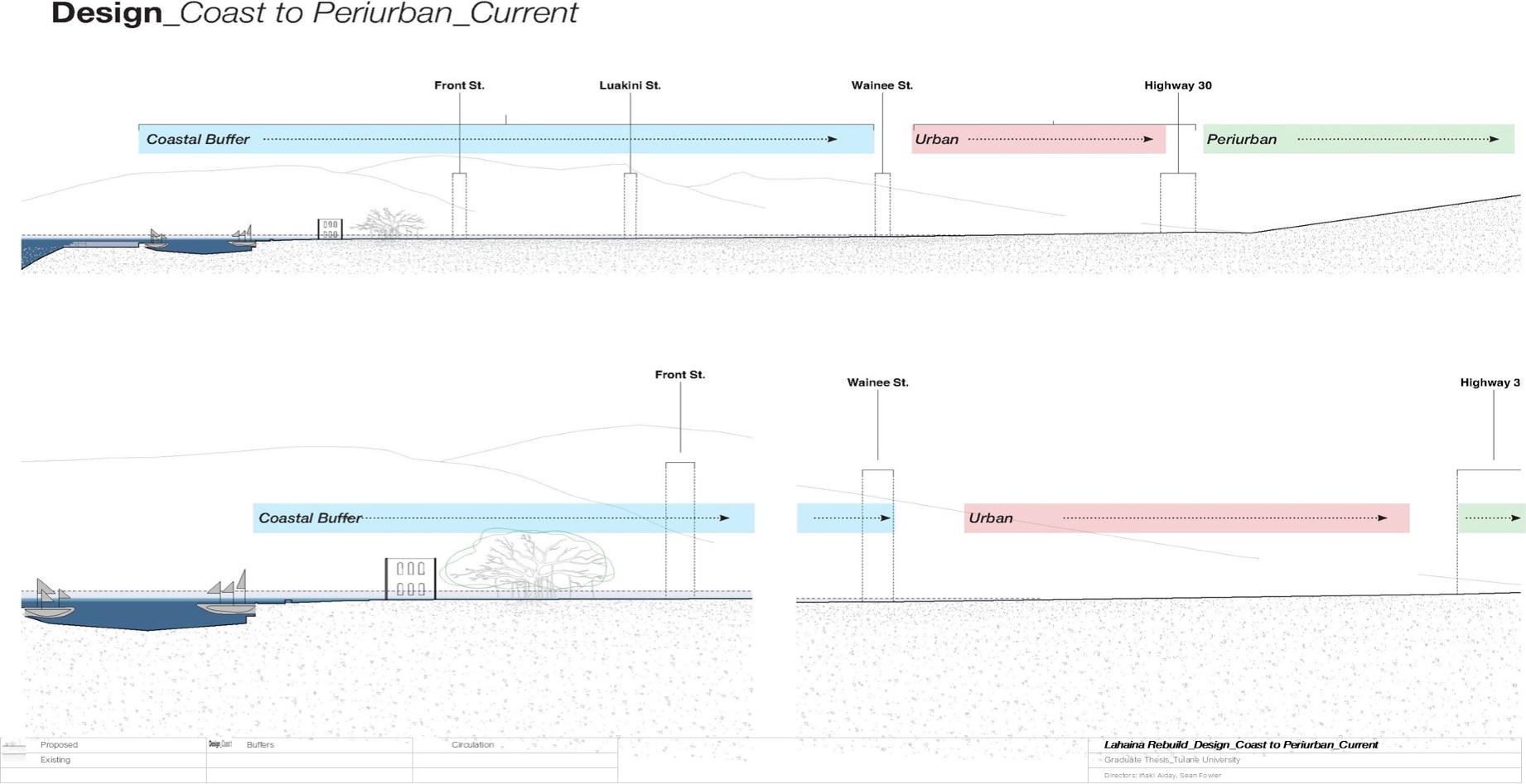 Cross-sections showing Lahaina's devastated condition after the 2023 wildfire