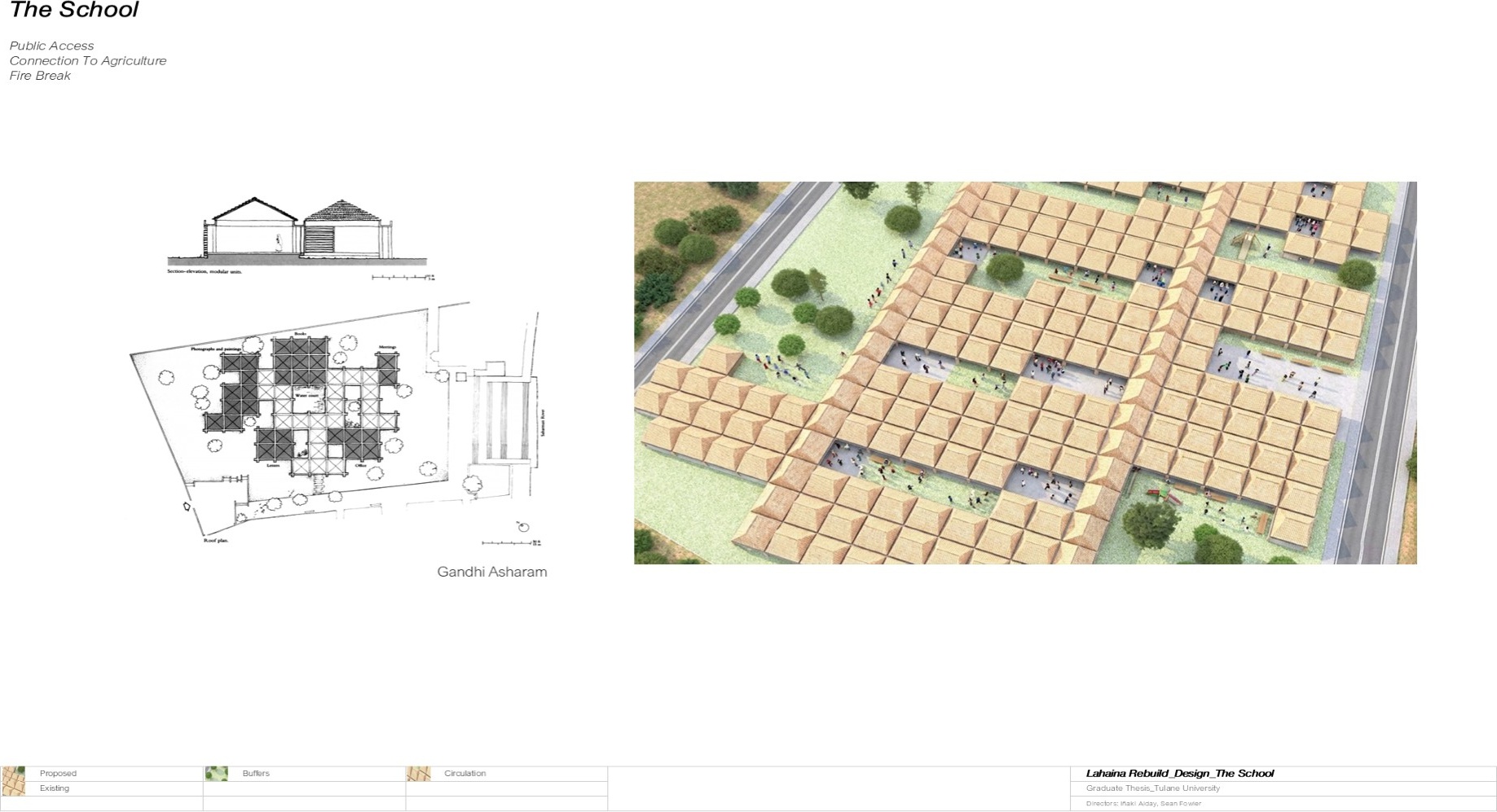 Aerial perspective rendering of the proposed elementary school and surrounding neighborhood