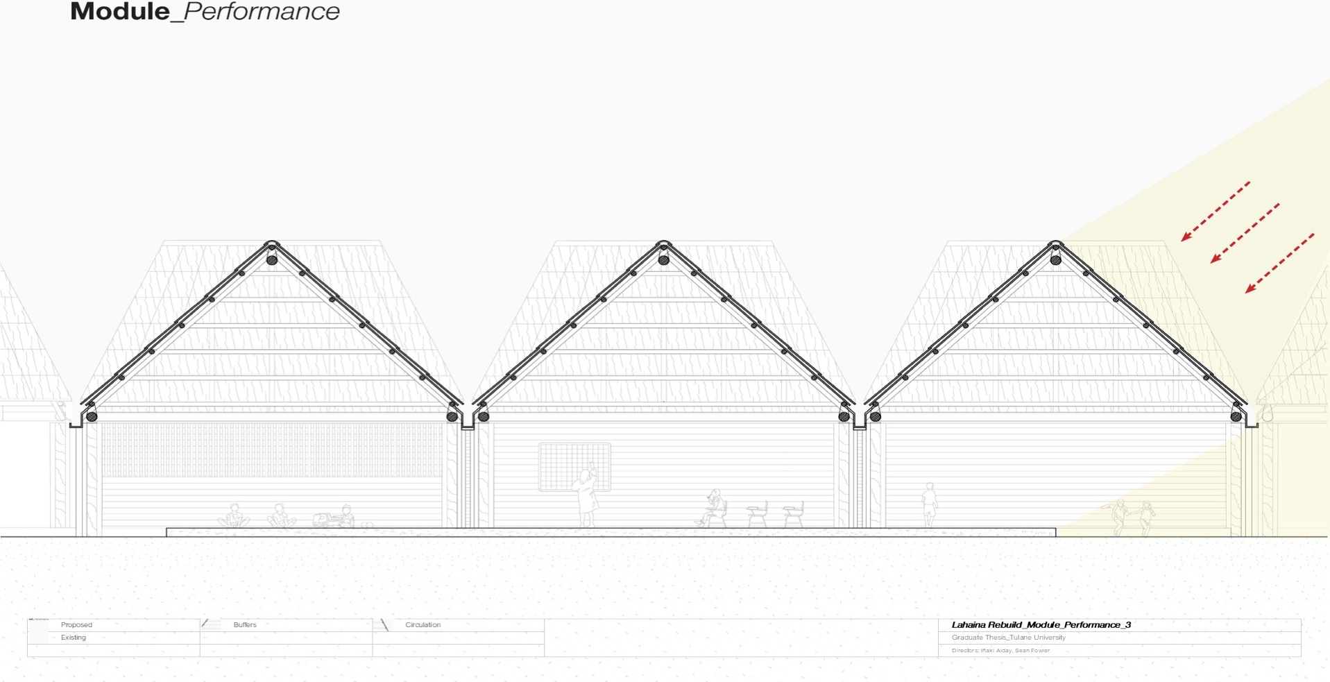 Section showing solar exposure and shading response for Lahaina's intense west-facing conditions