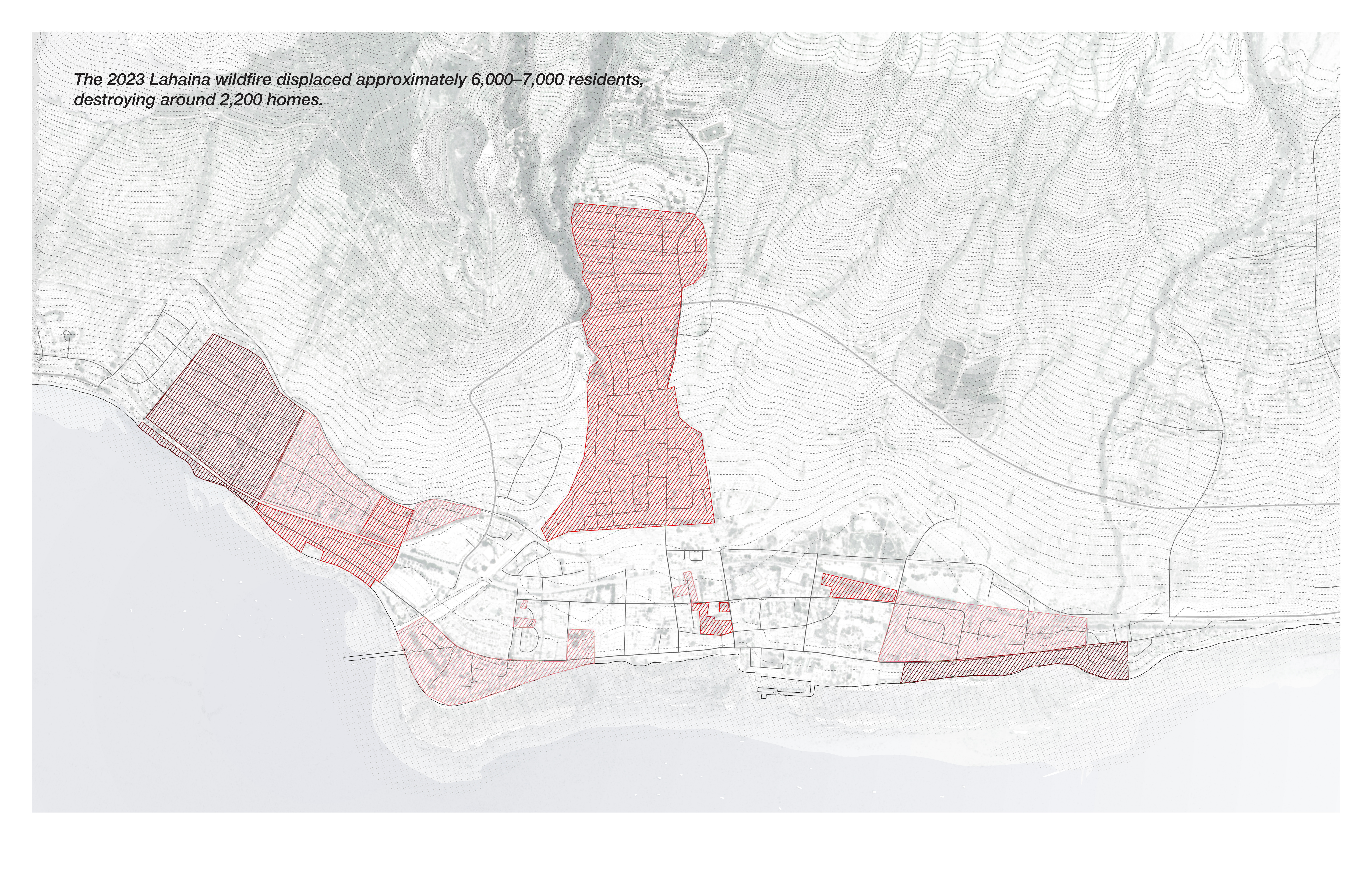 Map showing 6,000-7,000 displaced residents and the scale of the proposed redensification response